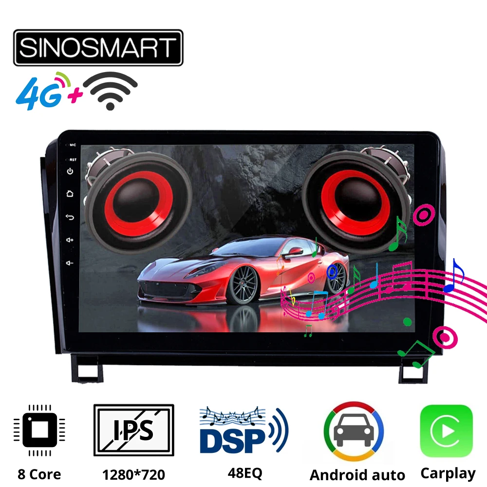 Sinosmart Автомобильный GPS навигатор радио для Toyota Tundra Sequoia 2007 2016 2.5D IPS/QLED экран 8 ядер DSP