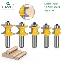 lavie 5 pcs 12mm 12 shank bullnose half round bit with bearing endmill bits for wood woodworking tool milling cutter mc03009