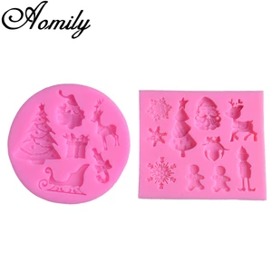 Amoliy Рождество лося Санта помадка торт силиконовые формы DIY шоколада выпечки глины ручной работы мыло формы украшения торта аксессуары
