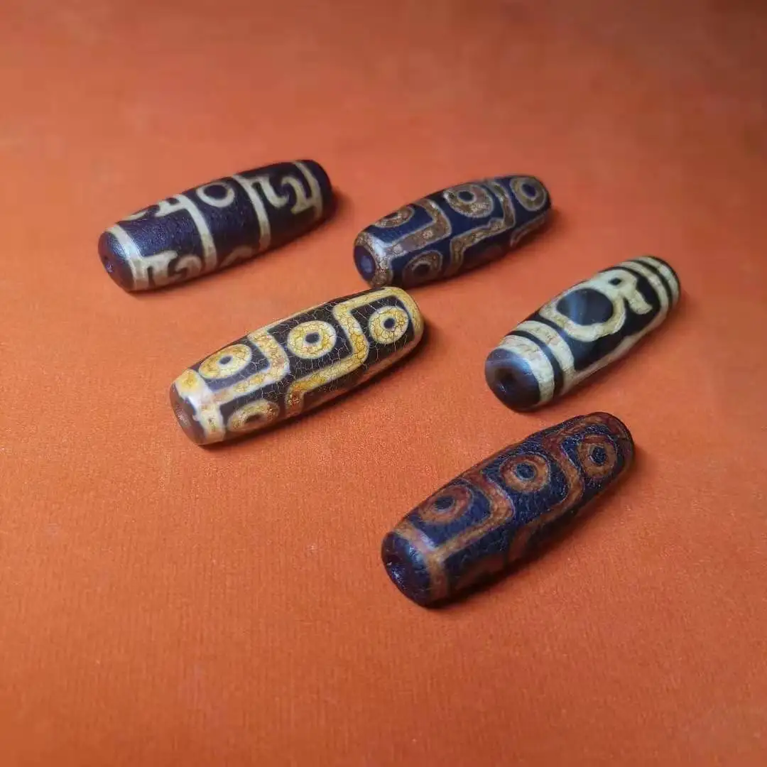 1pcs/lot Three Eyes Magic Apparatus Nine Orange Red Teeth Yellow God of Wealth Sun Moon Star Energy Dragon Agate Dzi Beads - купить по