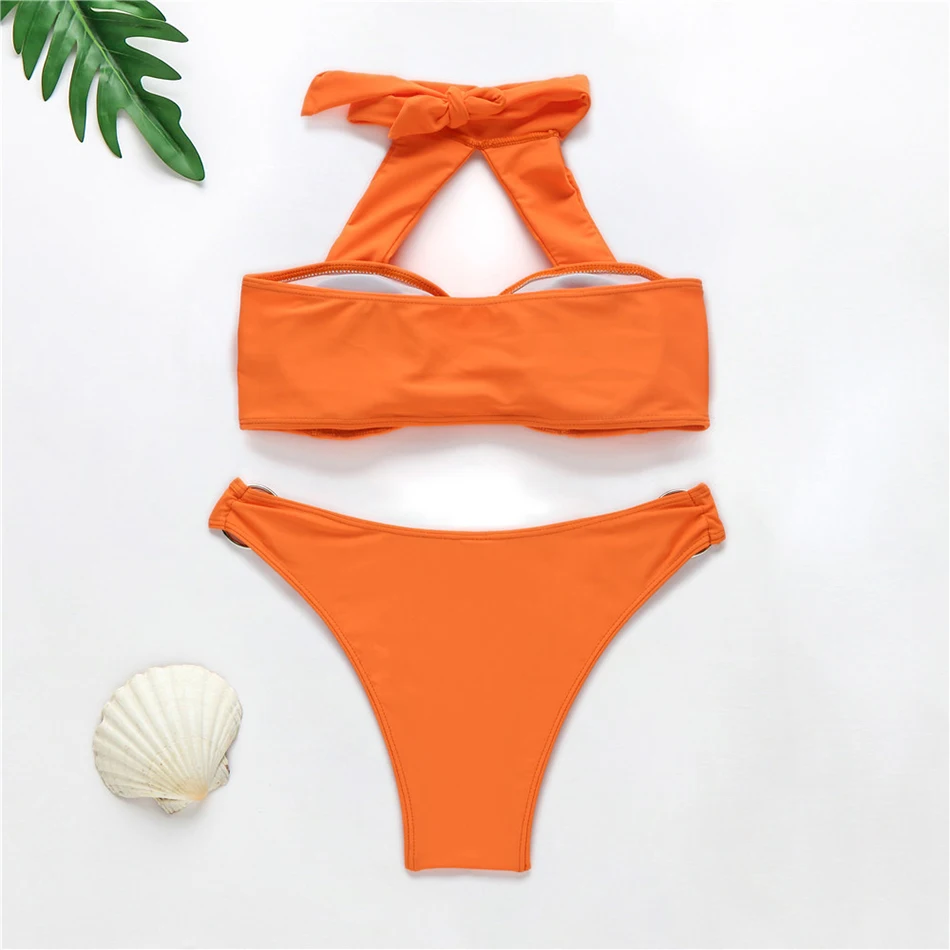 Сексуальное бикини с высокой горловиной лето 2020 бразильский купальник бандо