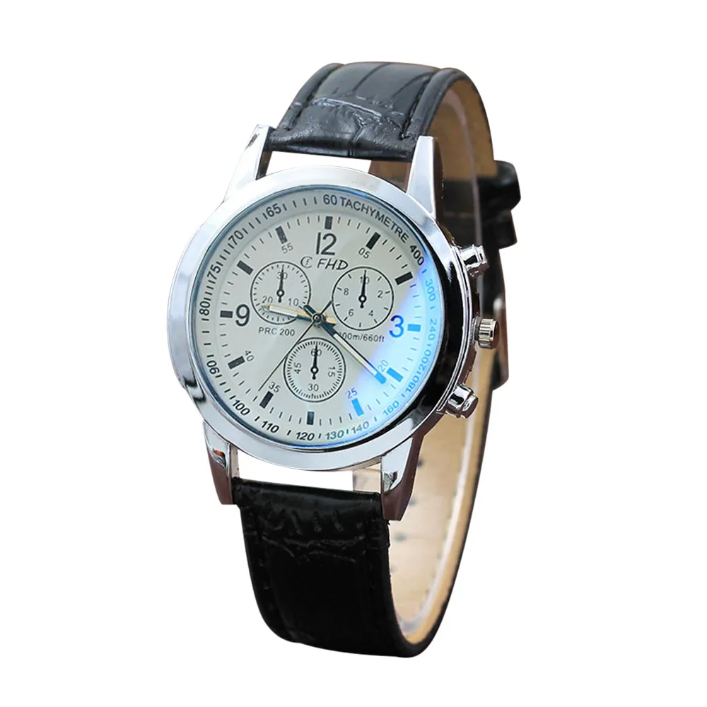 

1Pc Fashion Men's Watch Blu-ray Glass Three Eye Belt Men's Watch Sport Quartz Hour Wrist Analog Watch apple watch band