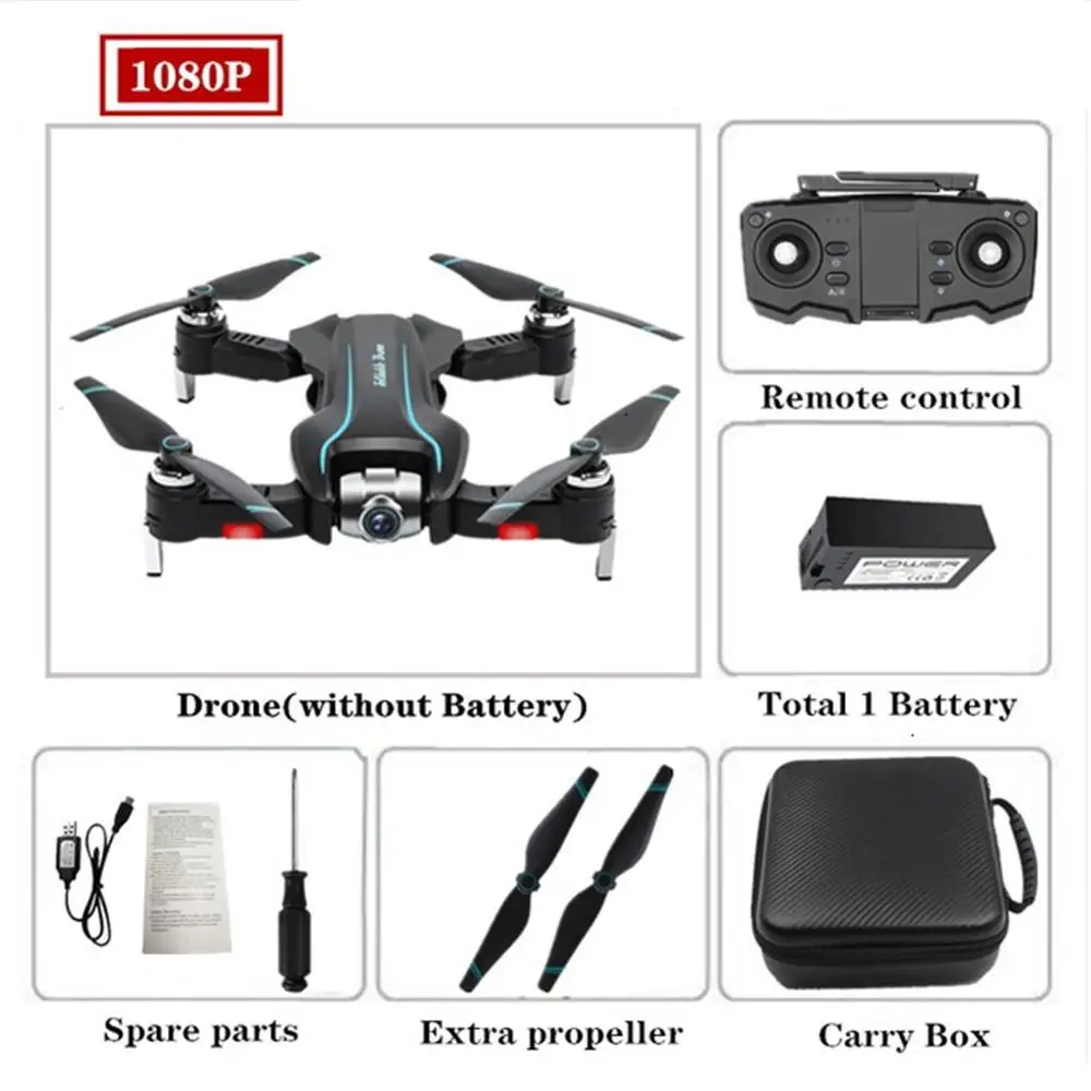 S17 Дрон 4k HD камера gps Дрон WiFi FPV 1080P без сигнала возврата RC вертолет полёт 15 минут Квадрокоптер Дрон с камерой - Цвет: 1080p 1battery bag
