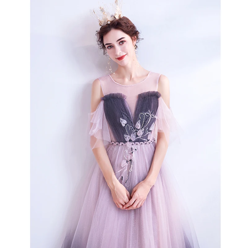 SSYFashion новинка мечта градиентное розовое фиолетовое вечернее платье без рукавов