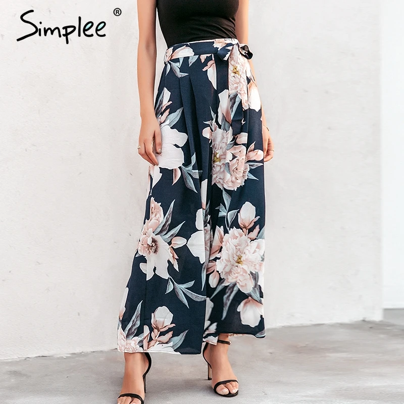 Женские штаны Simlee с цветочным принтом весенние эластичные свободные
