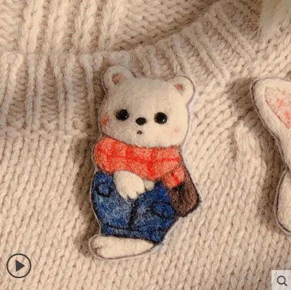 A hand-drawn brooch wool needlepoint kit felt needle felting keychain craft needlecraft DIY handmade | Дом и сад