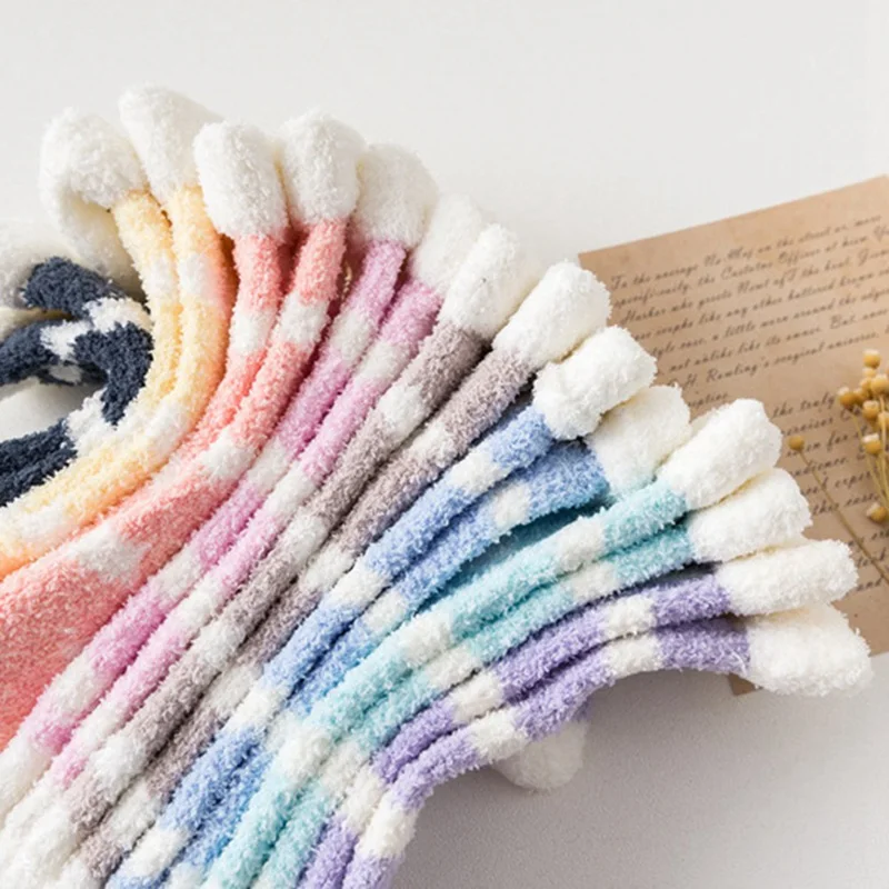 Карамельные теплые милые зимние повседневные женские носки с сердечками