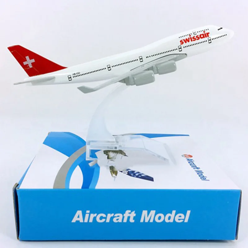 16 см 1:400 B747-400 модель SWISS авиакомпаний SWISSAIR С недрагоценных металлов сплав самолет