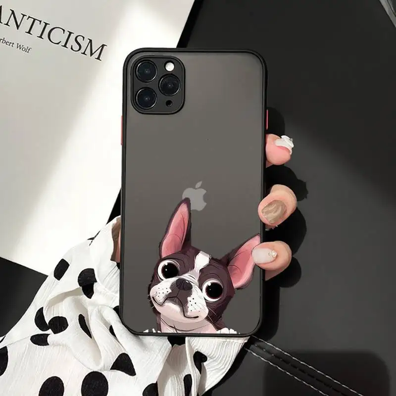 

Cute Pug Dog French Bulldog Phone Case matte transparent For iphone 7 8 11 12 plus mini x xs xr pro max cover
