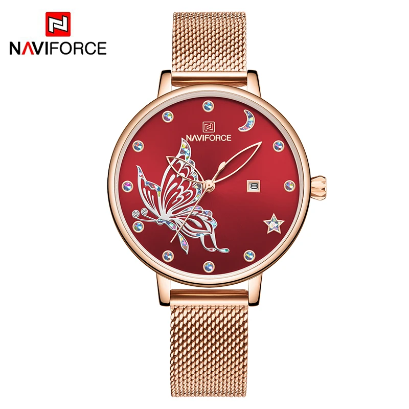 RGR NAVIFORCE Роскошные Брендовые женские часы модные повседневные Кварцевые женские наручные часы со стальным ремешком водонепроницаемые часы Relogio Feminino - Цвет: RGR