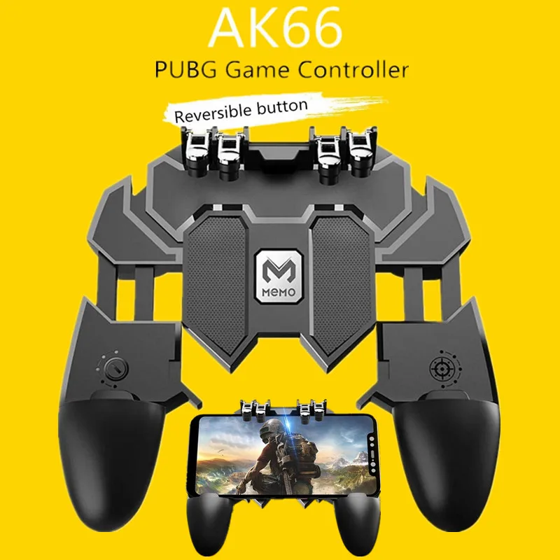 

AK66 Six Fingers PUBG Game Controller Gamepad Metal Trigger Shooting Free Fire Gamepad Joystick For IOS Android Mobile Phone