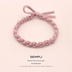 Sempli эластичная лента для волос, повязка на голову, богемная плетеная двухцветная резинка для женщин, эластичная резинка для волос, аксессуары