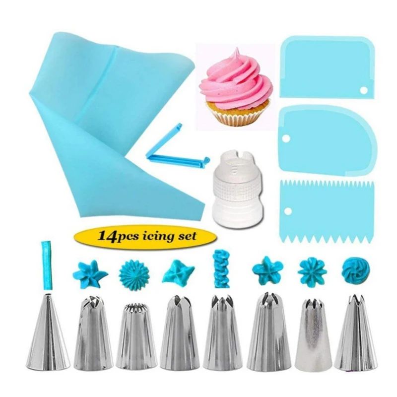 

14 шт./набор, многоразовые Кондитерские насадки для украшения торта