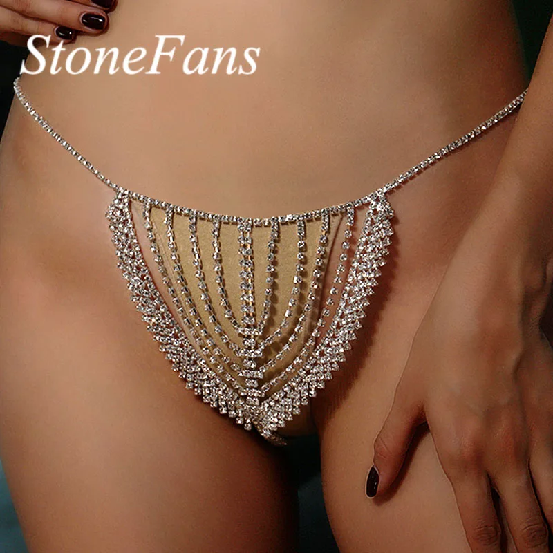 Stonefans модные геометрические полные стразы стринги бикини трусики для женщин