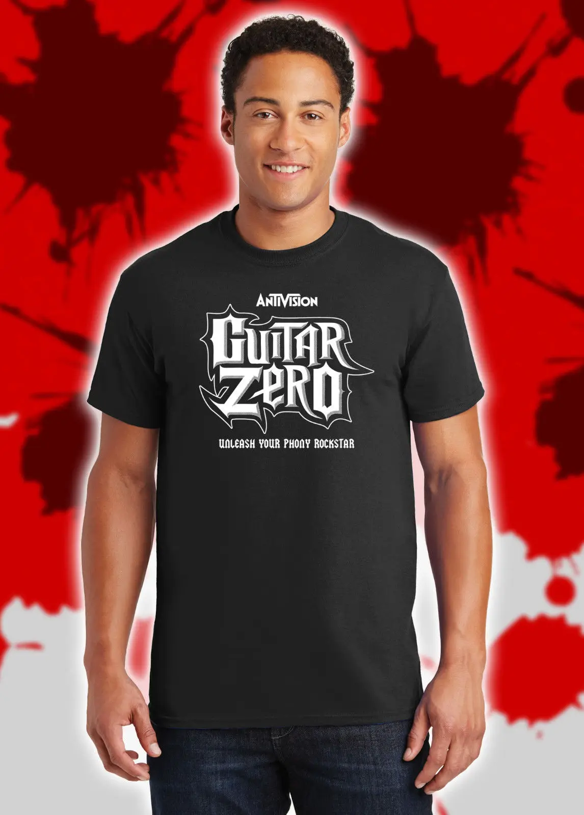 Гитара Zero Guitar Hero пародия рок-группа караоке видео игра забавная футболка NFT438