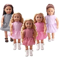 18 inch american doll girls simple plaid dress american newborn clothes baby toys accessories fit 40 43 cm boy dolls gift c121