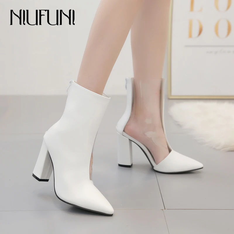 NIUFUNI/Модные ботильоны на высоком каблуке женские сексуальные прозрачные