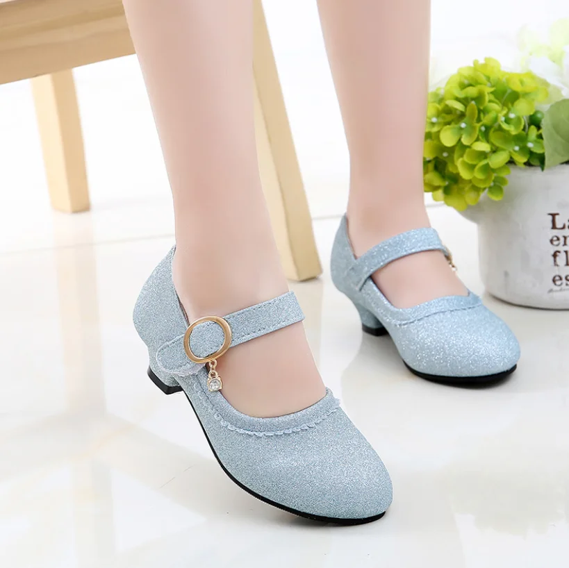 Детская обувь для девочек в стиле принцессы Стразы кожаные туфли платье старших