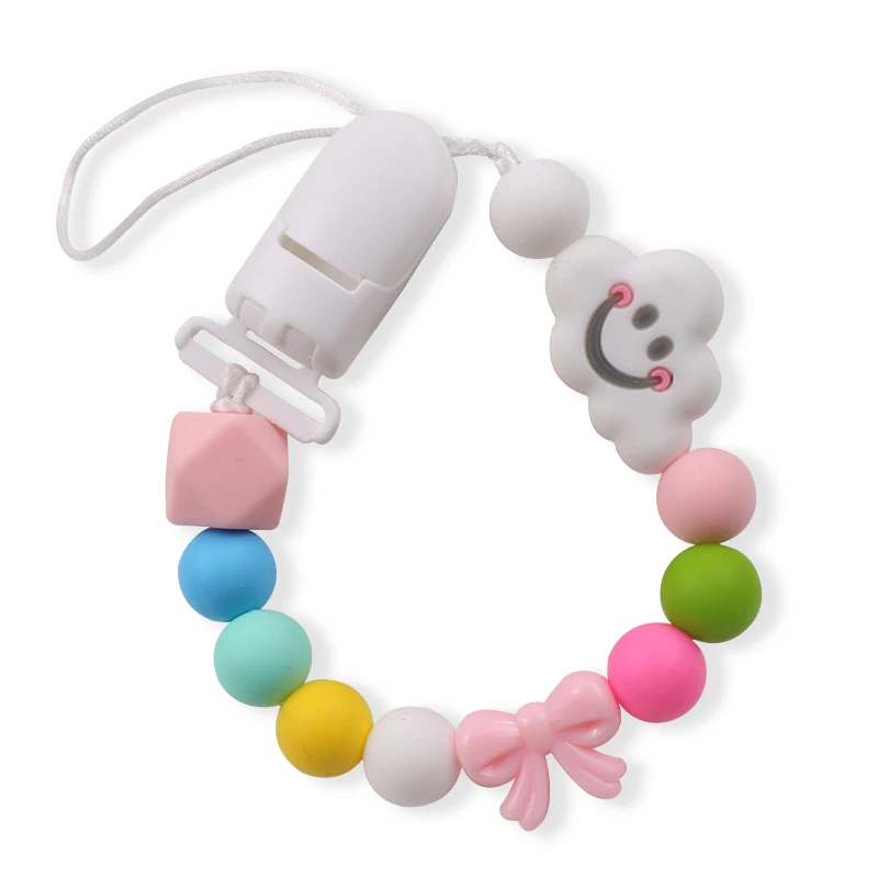 Детская Пищевая силиконовая соска с бусинами и зажимом безопасная BPA бесплатно
