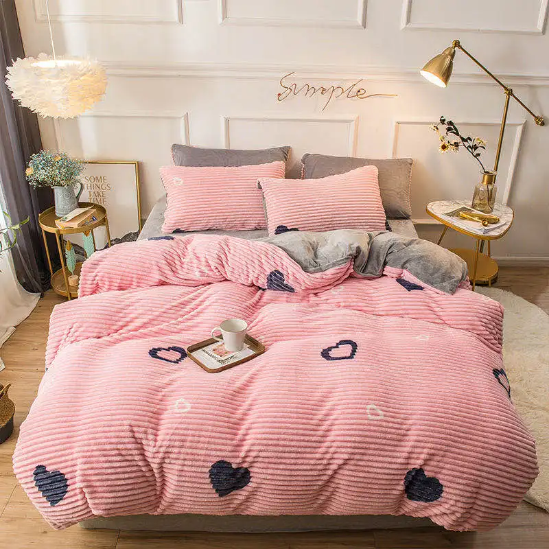 Luxury Bedding Sets Flannel Winter Thick Warm Comforter For Girls room Princess Duvet Cover Queen Size Bed Linen Wedding Set | Дом и сад