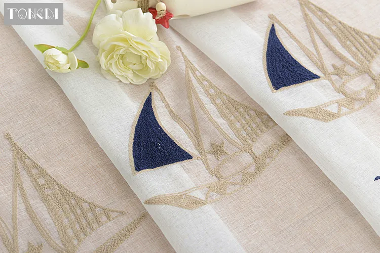 TONGDI Белый Тюль Штора для детской элегантный парусник Embrodery отвесный Роскошный