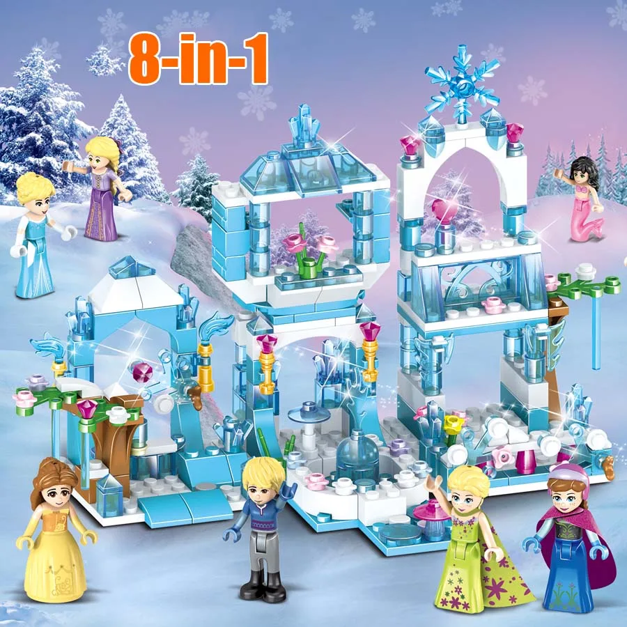 Kitoz 8 в 1 Анна Эльза Искрящийся ледяной замок Русалка Кристофф принцесса Снежная