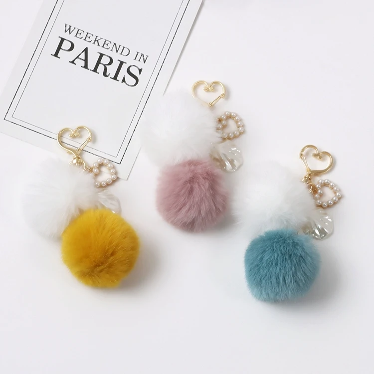 Помпон из искусственного лисьего меха, имитированный помпон из кроличьего меха, брелок для ключей, автомобильный держатель для ключей, подвеска для сумки для женщин D705