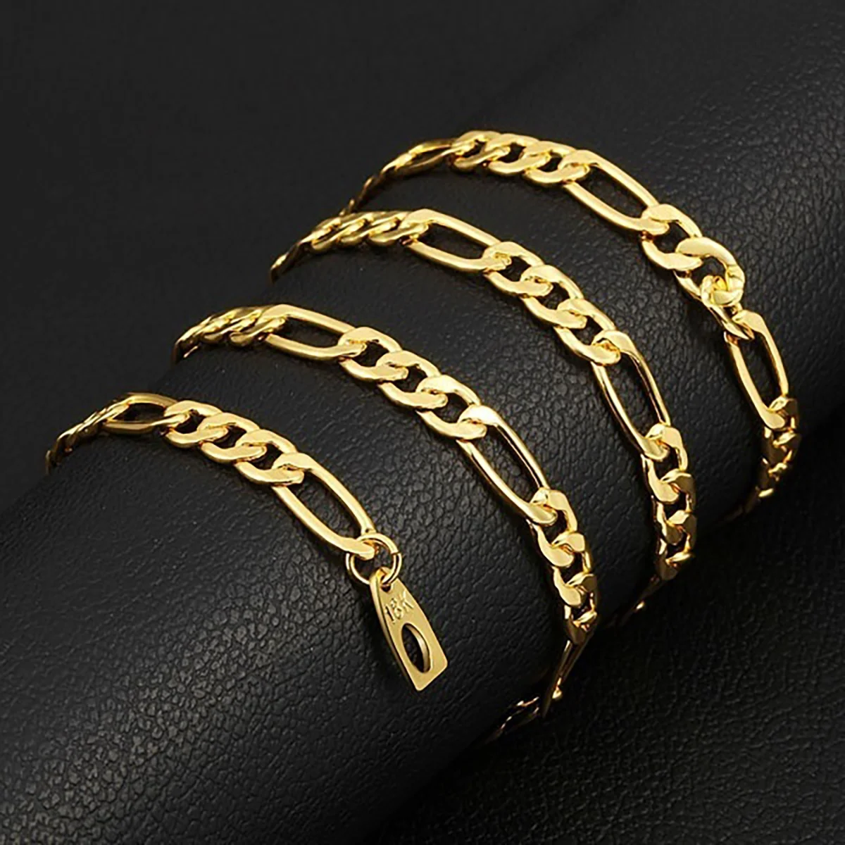 

46-81cm European Fashion Luxury Men Women Fashion Solid 18k Gold Chain Necklace Bracelet