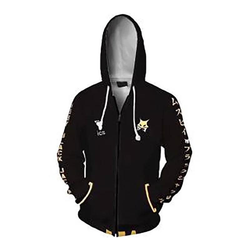 

Anime Haikyuu!! Cosplay Hoodie MSBY Black Jackal Hinata Shoyo Printing Zipper Hooded Coat Cardigan jacket