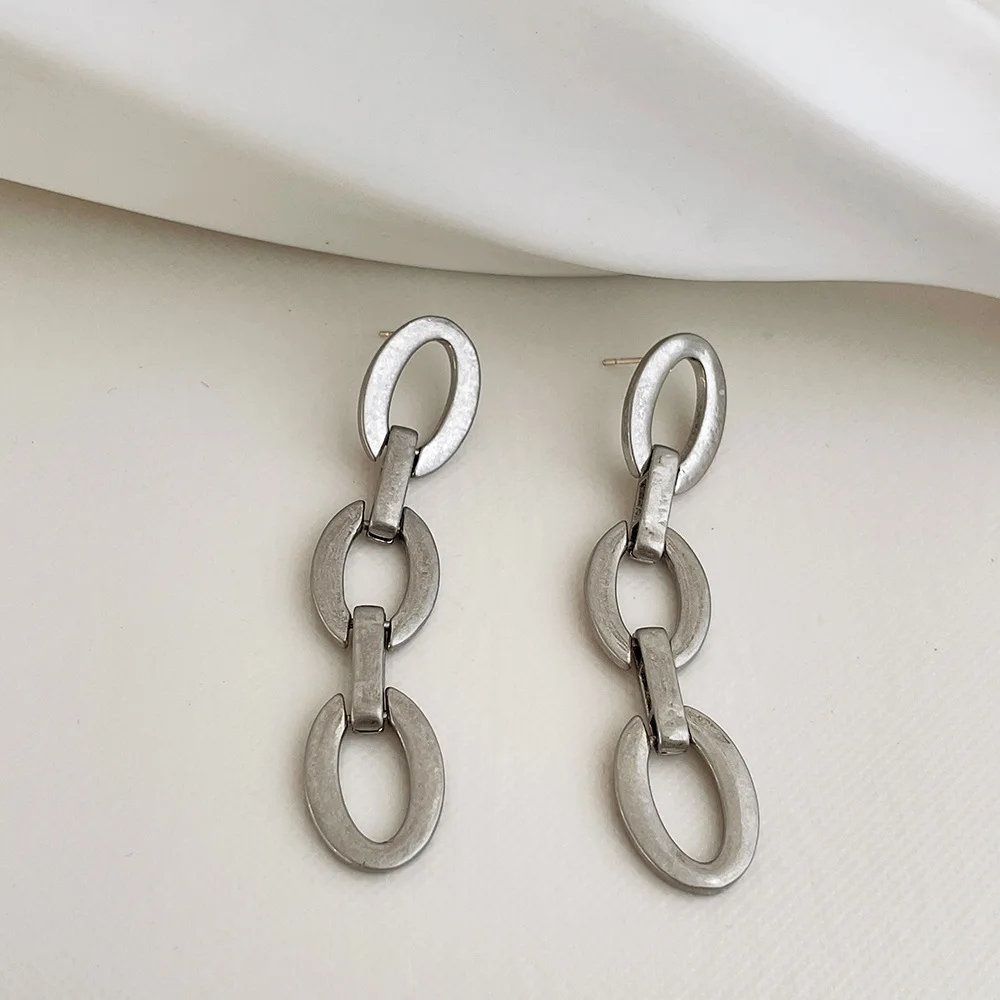 

New Arrival Korean Style Chain Tassel Gold Silver Color Metal Earrings For Women Punk Party Wear Jewelry Accessories Gift