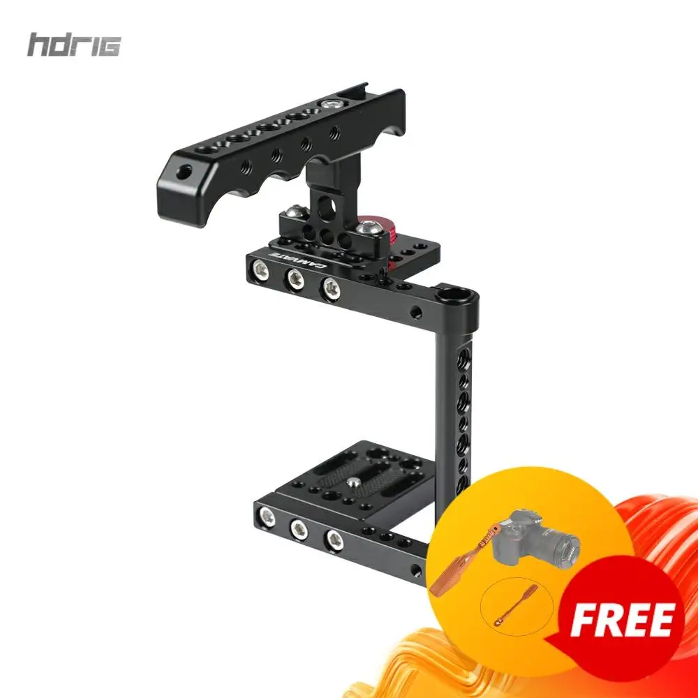 HDRIG камера клетка Rig комплект с верхней ручкой для сыра ручка Canon M50 80D Nikon D7000 A7II GH5 5D