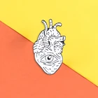 Значок в форме сердца, эмалированная брошь в стиле панк с белым органом, значок для анатомии, странный лацкан, шляпа, булавки 