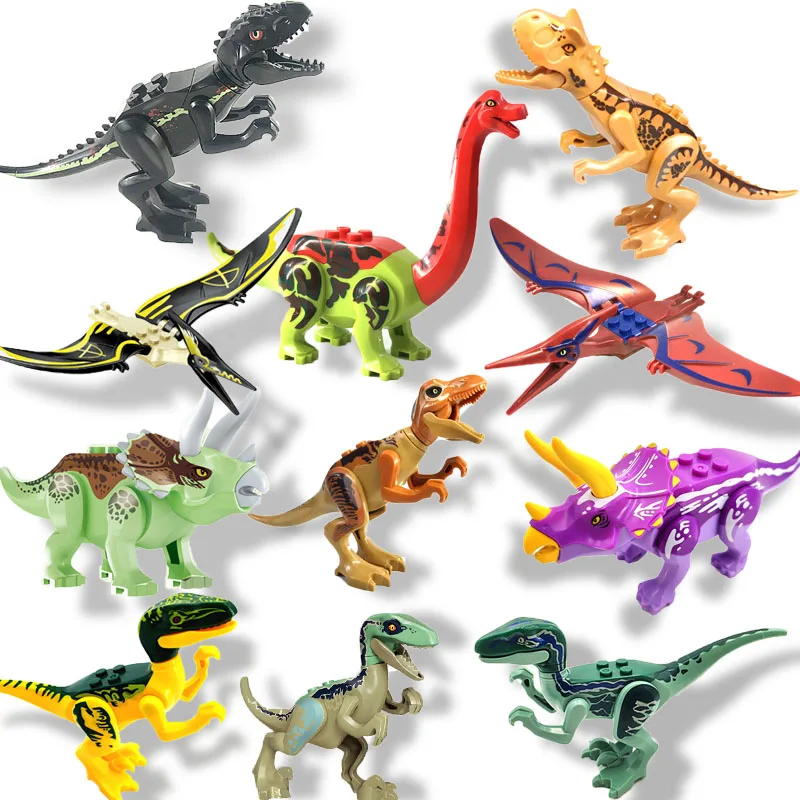 

Locking Blocks Jurassic Dinosaurs Tyrannosaurus Rex Wyvern Velociraptor Stegosaurus Building Blocks Toys For Children Dinosaur