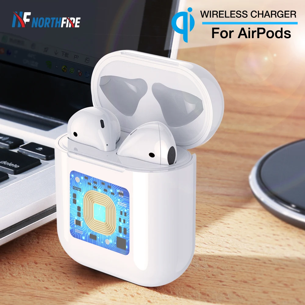 

Чехол для беспроводного зарядного устройства для Apple Air Pods Qi, беспроводной зарядный приемник, чехол для Airpods, беспроводное зарядное устройст...