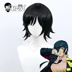 Himeno, парик для косплея, аниме, цепная пила, человек, косплей, hhsiu, synthetic, синтетический парик, черные короткие волосы, бесплатная Марка, парик, бензопила, человек, косплей