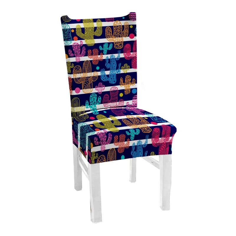 Свадебные чехлы на стулья с принтом кактуса эластичные из спандекса для столовой