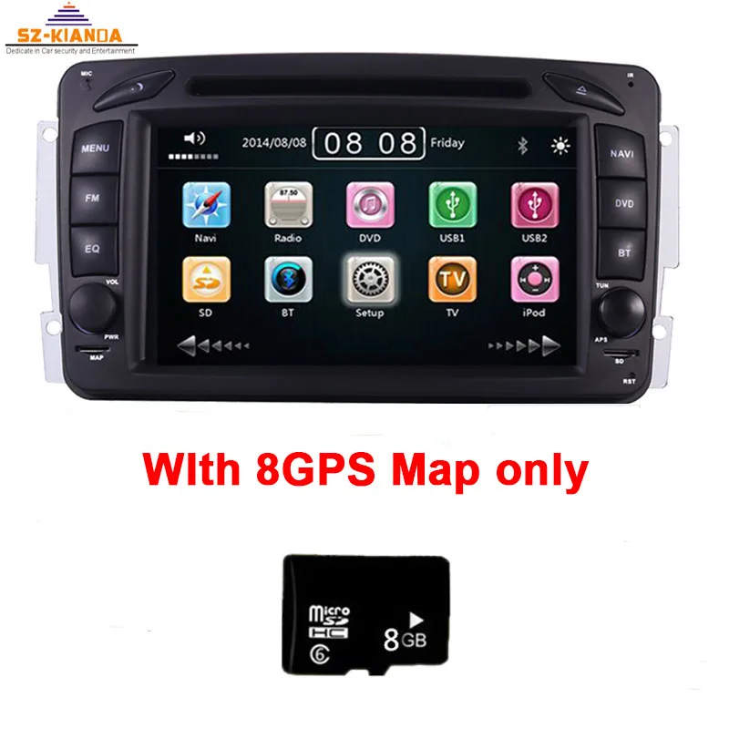 2din 7 дюймов Автомобильный dvd-плеер для Mercedes Benz CLK W209 W203 W208 W463 3g gps Bluetooth Радио стерео Автомобильная Мультимедийная система Navi - Цвет: 8GB SD GPS MAP
