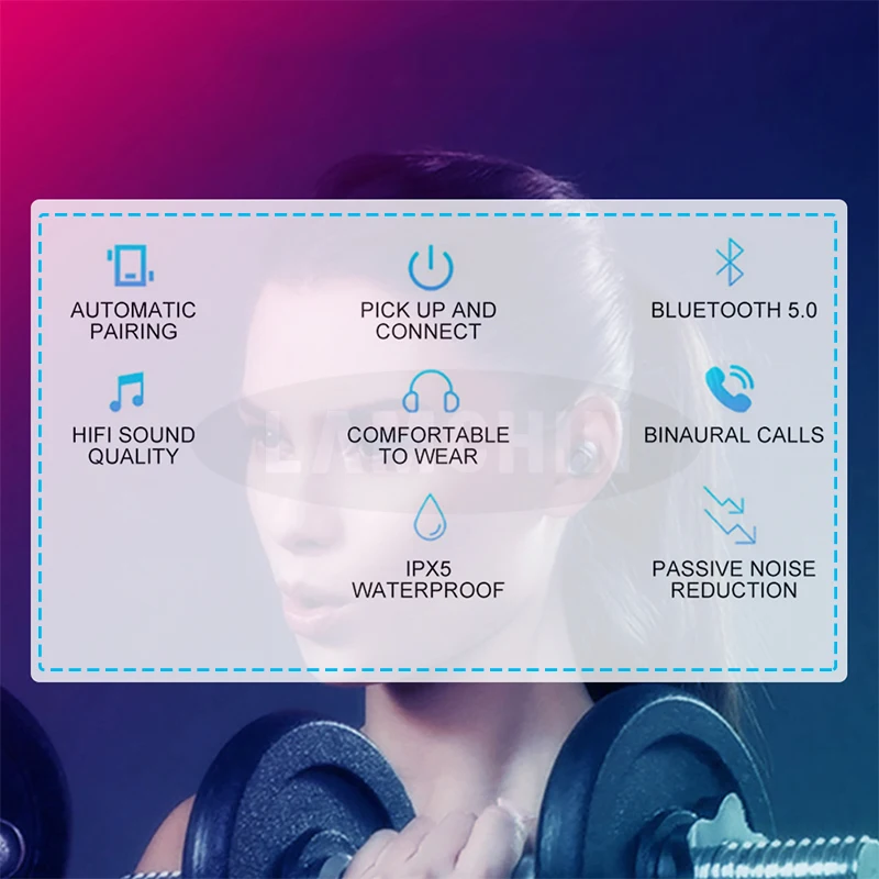 USB спортивная Гарнитура Bluetooth 5,0 TWS Bluetooth беспроводные наушники стерео наушники с микрофоном для iPhone