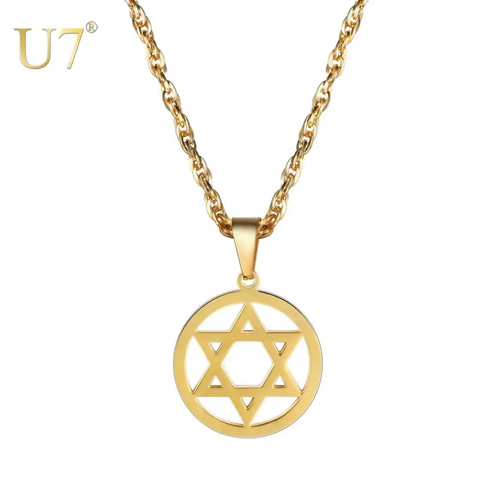 U7 Звезда Давида Цепочки и ожерелья Цвета: черный золотистый серебристый Шарм
