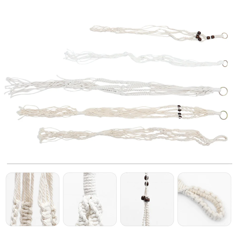 

5pcs Plant Flower Pot Hanger Net Bag Hand Knitting Hanging Cotton Rope Basket