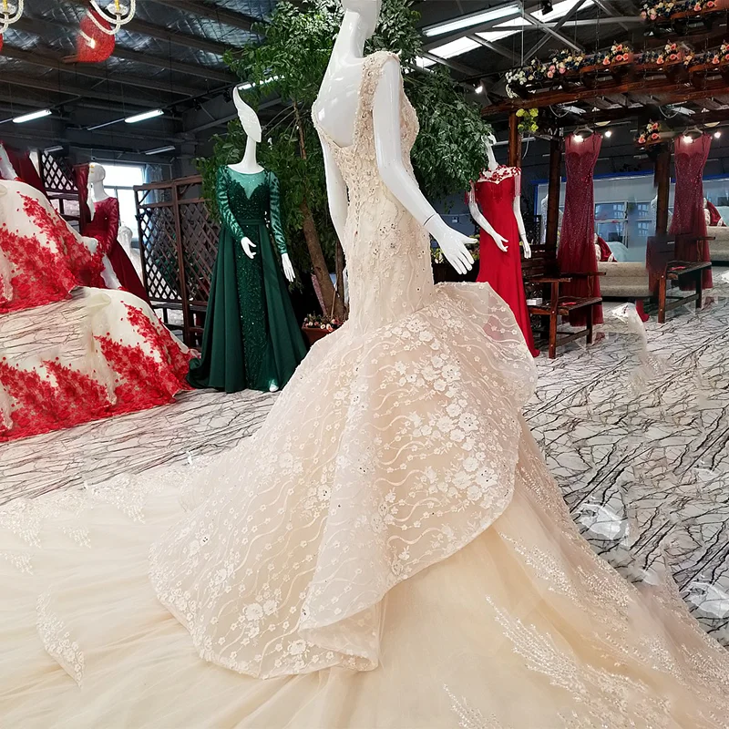 LS31500 русалка шампанское вечернее платье V образным вырезом крышка рукава