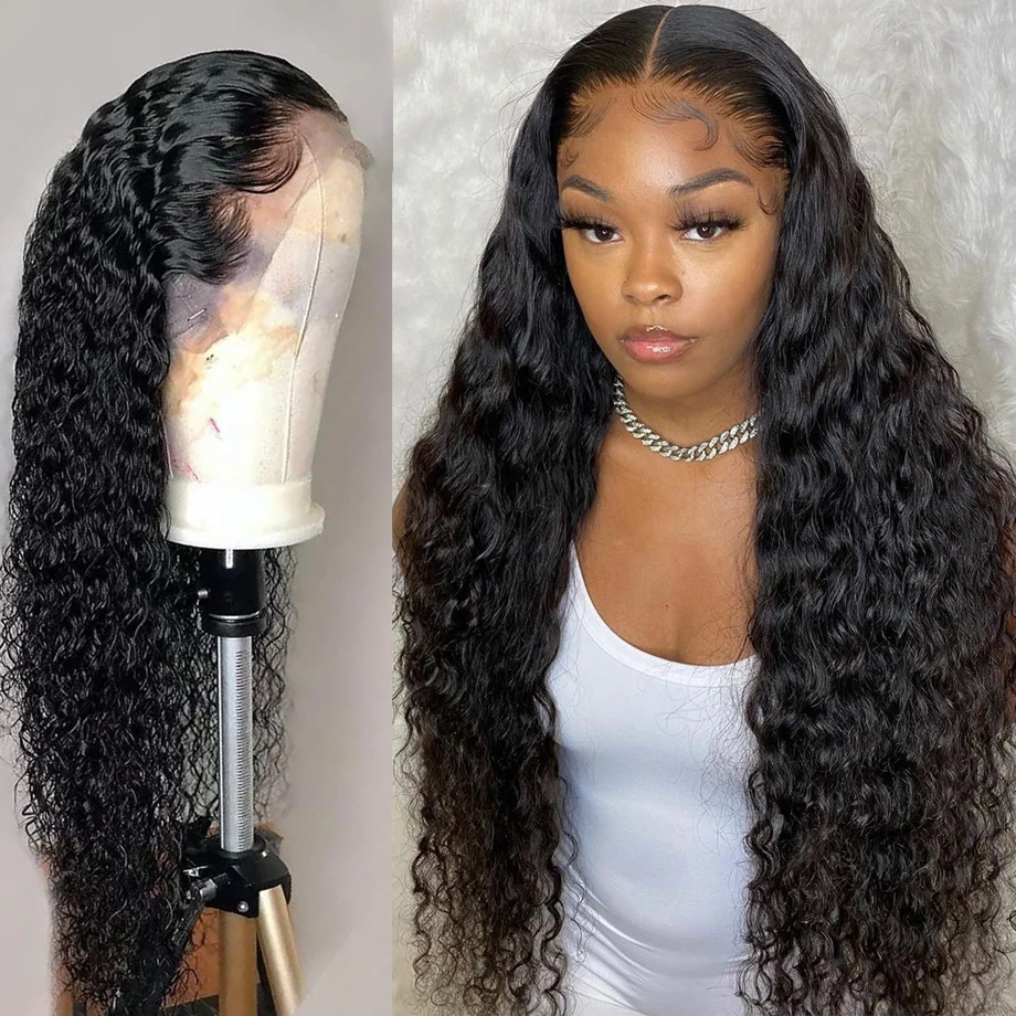 Lowell 13x4 Deep Curly Lace Front Human Hair Wigs For Women 30 Inch Pre Plucked Brazilian Glueless Short Frontal Water Wave Wig