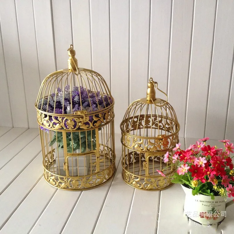 

European style Wrought Iron Bird Cage Wedding Decoration Window Decoration Wedding Photography Prop Bird Cage Golden Cage.