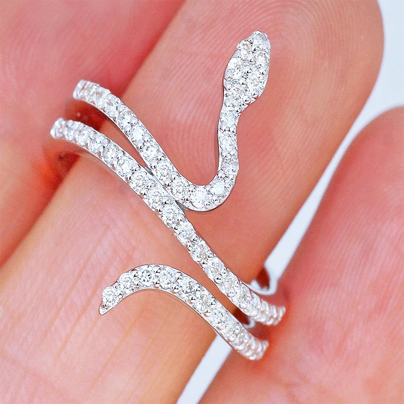 

Zircon Shining Exaggerated Spirit Snake Rings Nightclub Ring for Women Trendy Ring Jewelry Gift