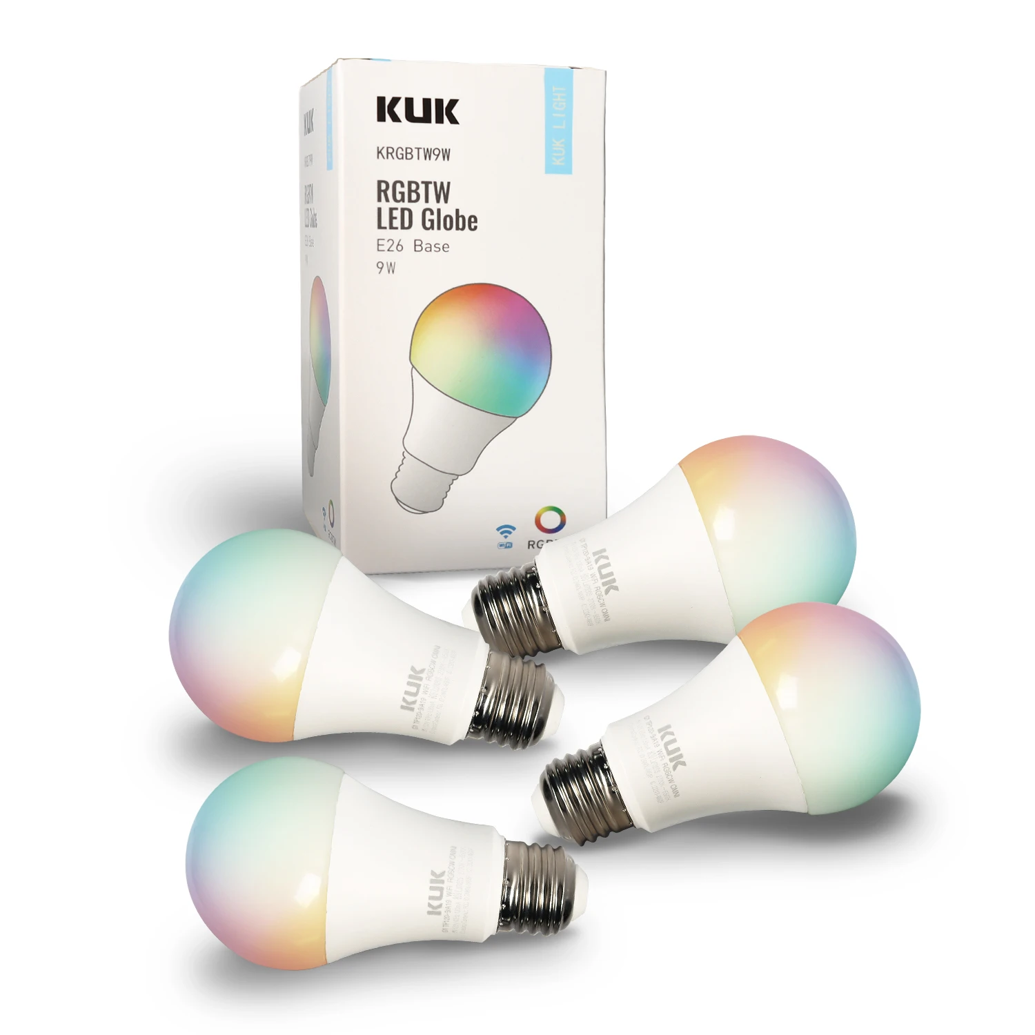 

4pcs Wifi LED Bulbs RGB Multicolor[A19 E26] 9W 800lm 25000hrs Smart LEDs Works With Alexa And Google Home Assistant