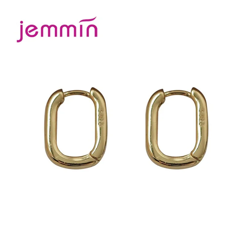 

New Style Real 100% 925 Sterling Silver Geometric Square Hoop Earrings for Women Fashion Charm Fine Jewelry Gifts