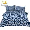 BlessLiving Tribal Bedding Watercolor Duvet Cover Set Classic Blue White Quilt Cover Geometric Bedspreads Boho Style Beddengoed 1