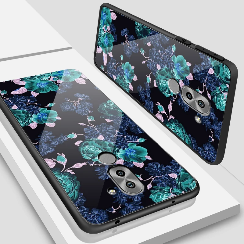 W160 Закаленное Стекло чехол для Huawei Honor 6X 7A 7C Y6 Y9 7X 8A 8X9 Lite Y7 премьер-профессионал Magic2 дизайн цветение защитный чехол-раковина - Цвет: W160
