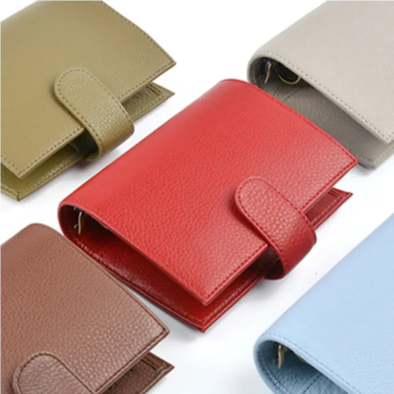 Yiwi Натуральная кожаные кольца Тетрадь A7(14,3x11,5 см) Размеры Связующего Повестки дня журнал органайзера дневник блокнот для скетчей и большими карманами