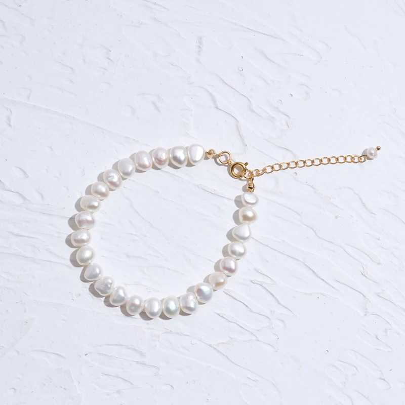 100% натуральный пресноводный жемчужный браслет для женщин барочный ювелирные